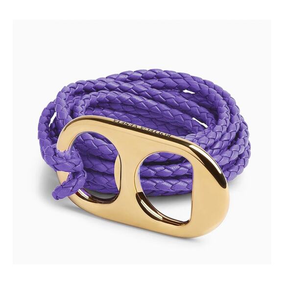 Bottega Veneta Can Opener Braided Lambskin Belt Purple Italy NWT main image 3
